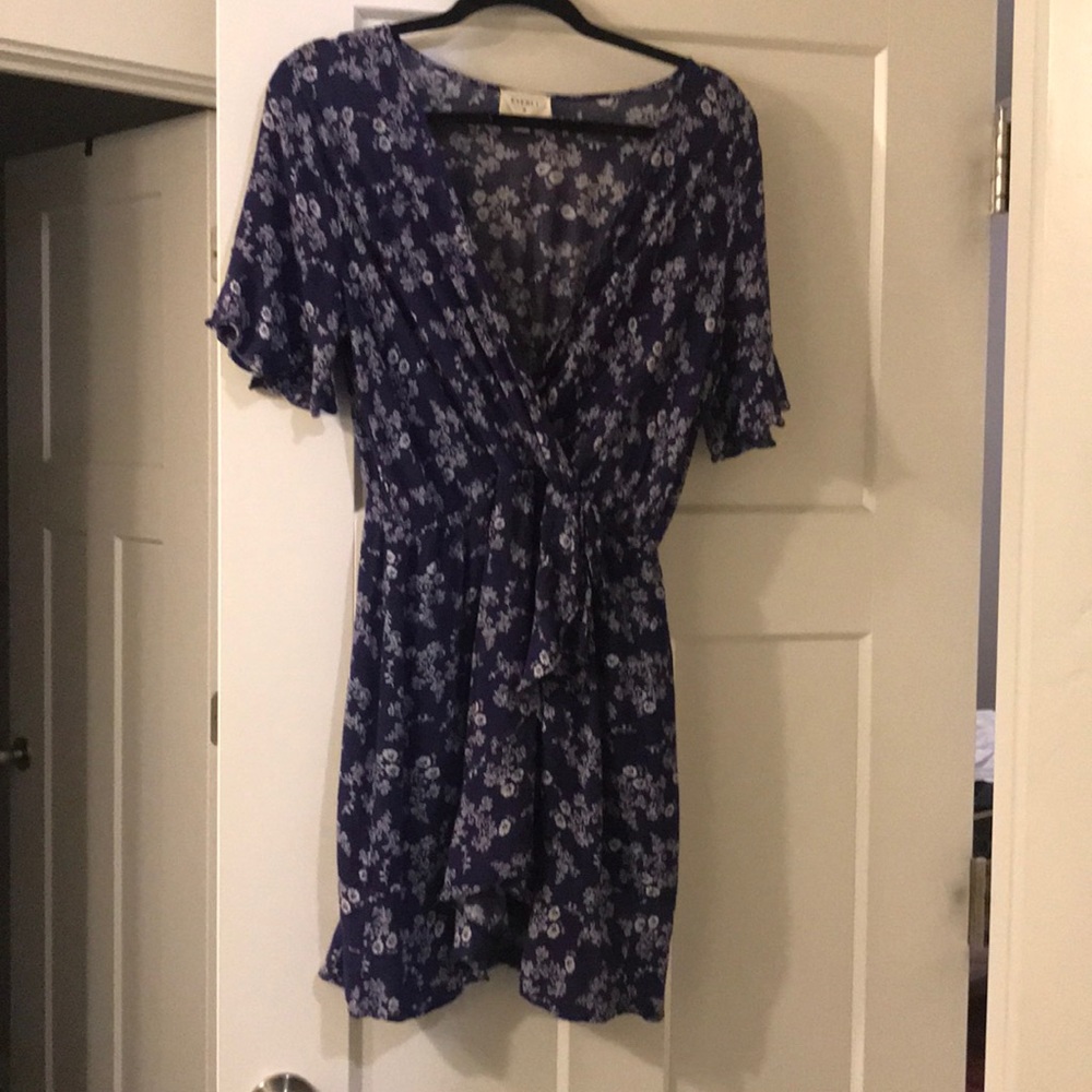 Blue mini wrap dress worn once